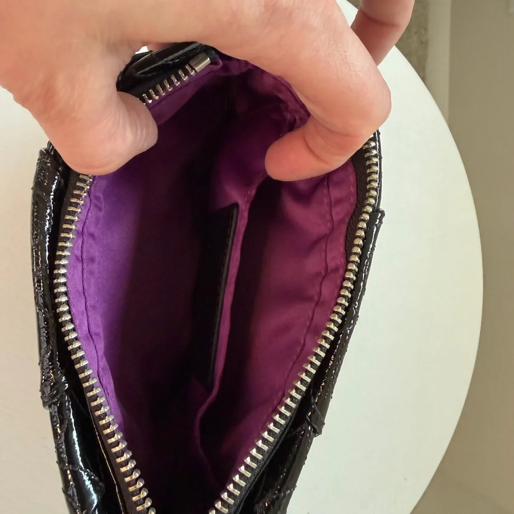 Coach Black Patent Leather Embossed C Wristlet - Picture 3 of 3